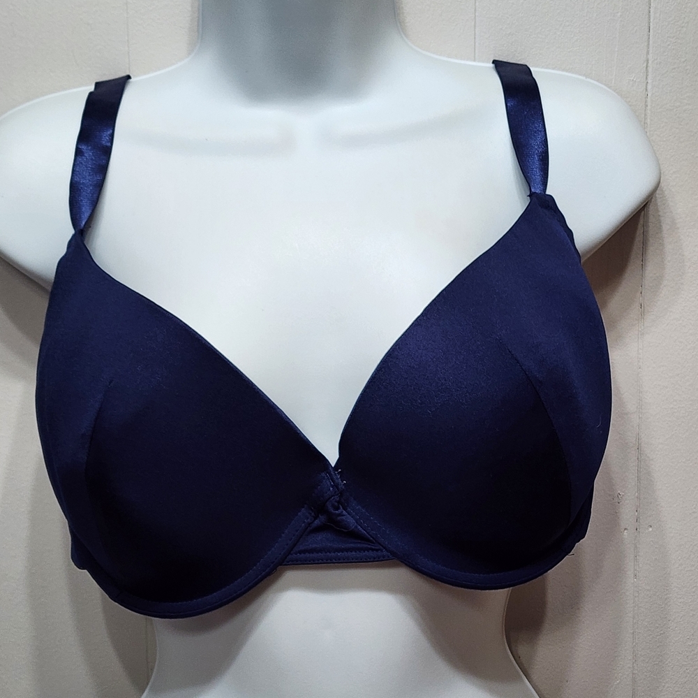 40DD Bra Padded Underwire Wide Straps Blue‎